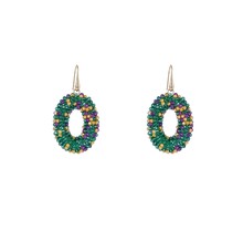 Full-on Beads Oval Green Rainbow Oorbellen E3509-20
