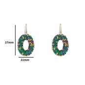 Full-on Beads Oval Green Rainbow Oorbellen E3509-20