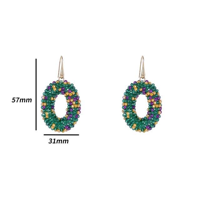 Full-on Beads Oval Green Rainbow Oorbellen E3509-20