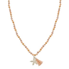 Lange crystal ketting zeester zilver 61579Mix06