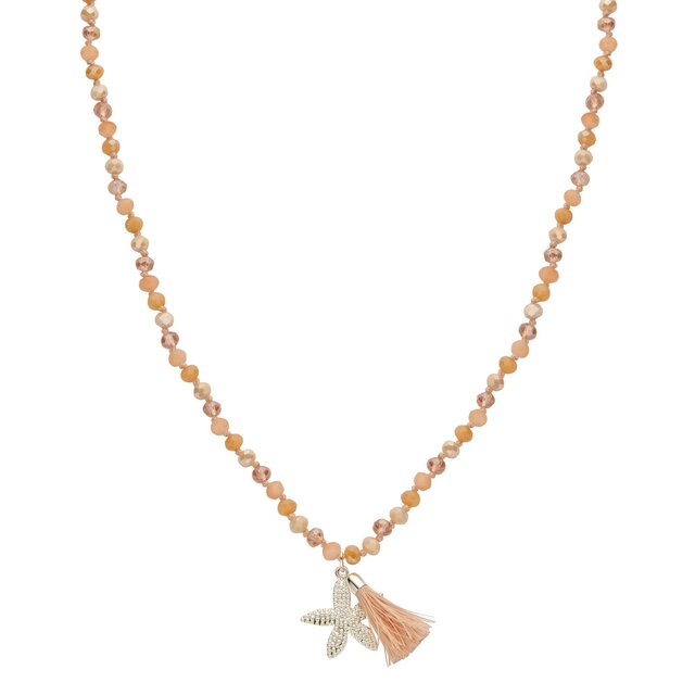 Lange crystal ketting zeester zilver 61579Mix06