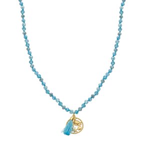 Lange crystal ketting schildpad blauw 61578Mix01