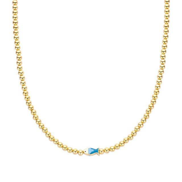 Blue & Gold ocean fish ketting 61636Mix02