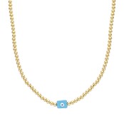 Lucky gold & blue eye ketting 61638Mix02