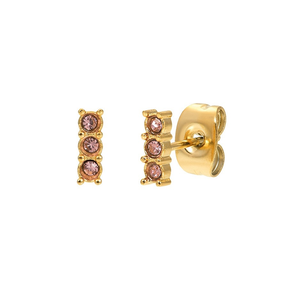 Oorbellen Triple Stone Pink