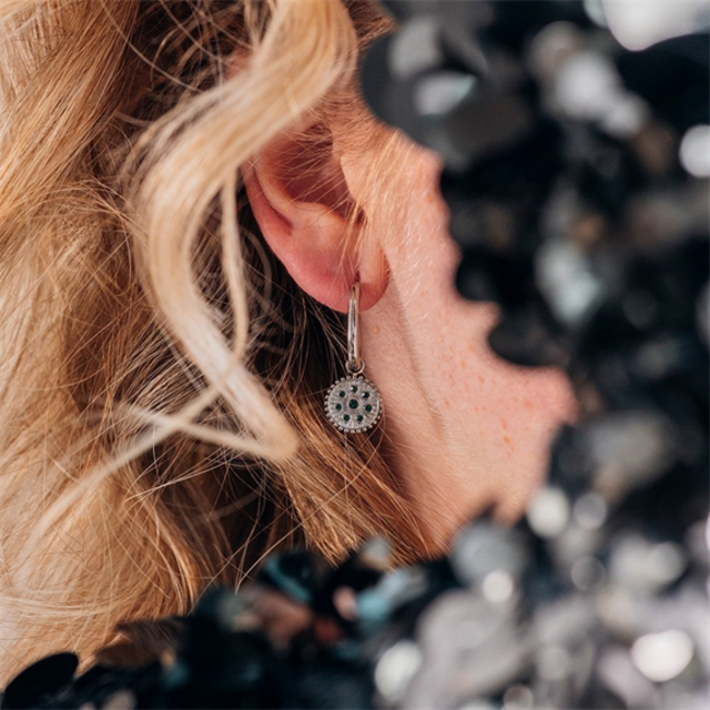 Oorring Bedels Midnight Emerald