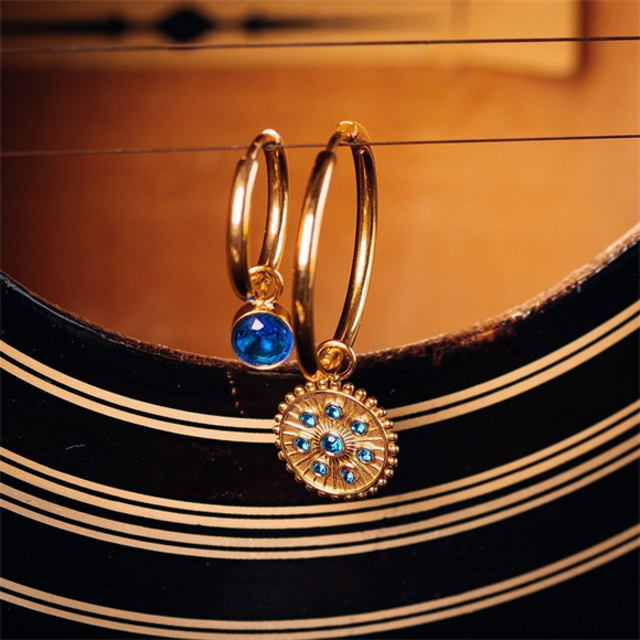 Oorring Bedels Stone Capri Blue