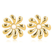 Stralende Gouden Bloemoorbel met Parel