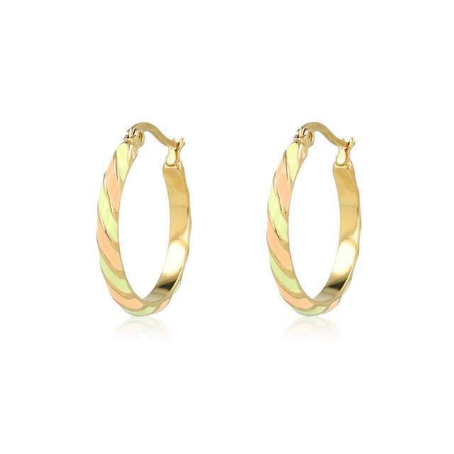 Vrolijke Gouden Oorringen met Kleurrijke Epoxy Touch