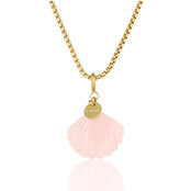 Gouden Box ketting met Rose Quartz Schelp - Zomerse Ketting