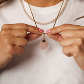 Gouden Box ketting met Rose Quartz Schelp - Zomerse Ketting