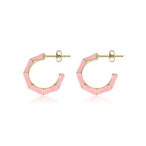 Roze Epoxy Gouden Oorsteker: Elegant en Uniek Design