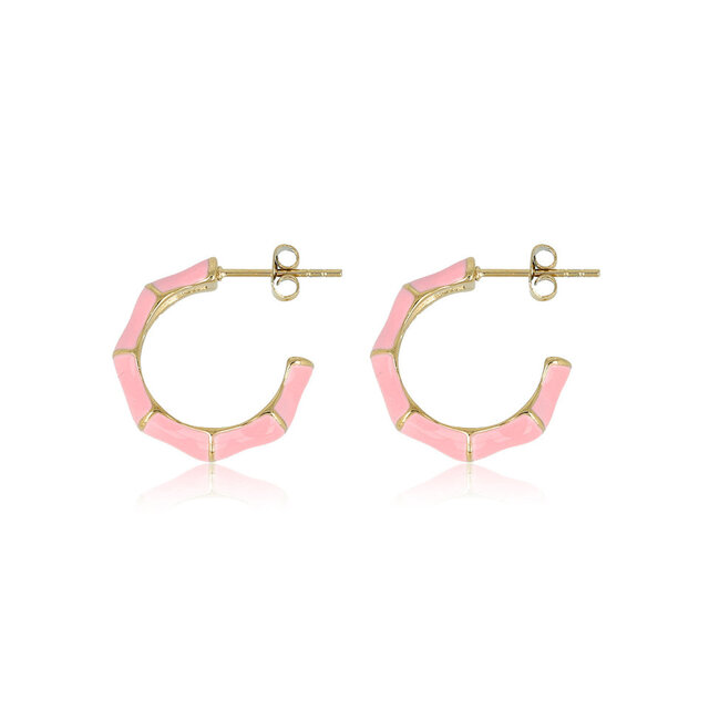 Roze Epoxy Gouden Oorsteker: Elegant en Uniek Design