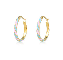 Epoxy Elegantie: Blauw & Lila Gouden Oorringen