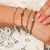 Amazonite Schelp Armband met Gouden Kralen
