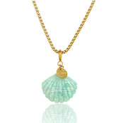 Gouden Box ketting met Amazonite Schelp - Zomerse Ketting