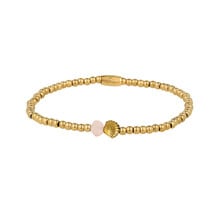 Rose Quartz Armband met Gouden Kralen en Schelp