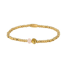 Rose Quartz Armband met Gouden Kralen en Schelp
