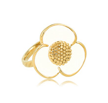 Gouden bloem ring - wit epoxy - speelse stijlvolle touch