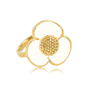 Gouden bloem ring - wit epoxy - speelse stijlvolle touch