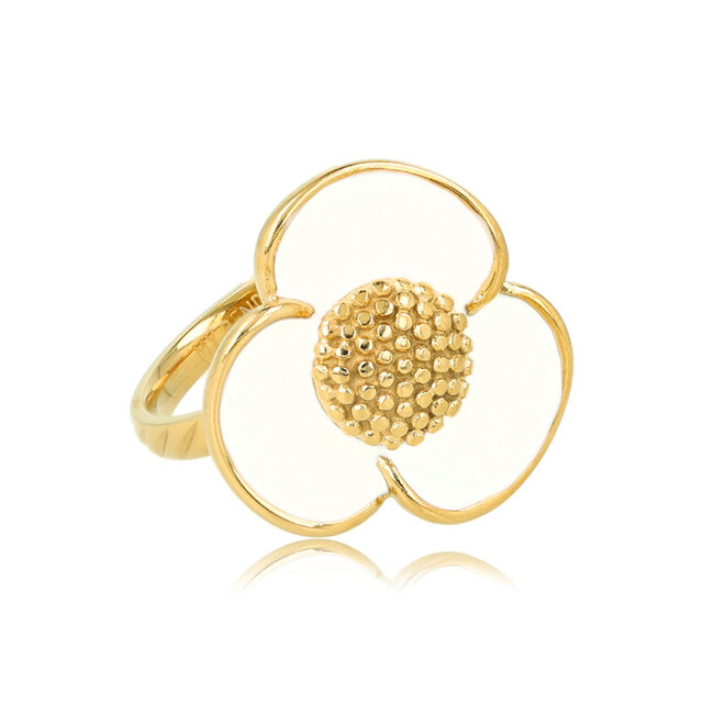 Gouden bloem ring - wit epoxy - speelse stijlvolle touch