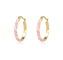 Stralende Gouden Oorringen met Roze en Lila Epoxy