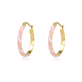 Stralende Gouden Oorringen met Roze en Lila Epoxy