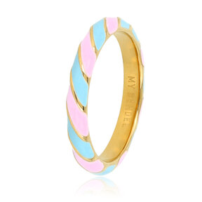 Gouden ring - blauw en lila epoxy - 3mm breed