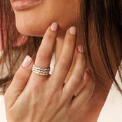 Gouden ring - blauw en lila epoxy - 3mm breed