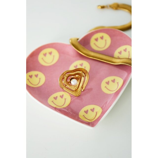 Hart sieraden schaaltje happy Pink