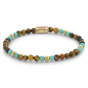 Rebel & Rose Dames Mix Tiger Turquoise - Yellowgold ionplated 40063 G-Maat S 16.5 cm