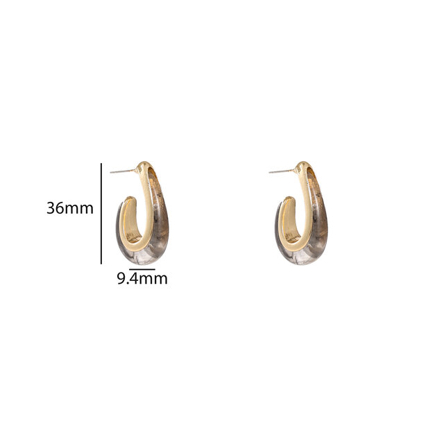 Smooth Resin Drop Black Oorbellen E55010-1 Smooth Resin Drop Black Oorbellen E55010-1