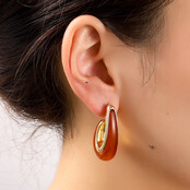 Smooth Resin Drop Brown Oorbellen E55010-3 Smooth Resin Drop Brown Oorbellen E55010-3