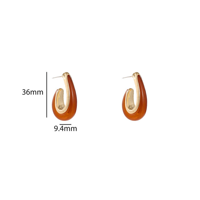 Smooth Resin Drop Brown Oorbellen E55010-3 Smooth Resin Drop Brown Oorbellen E55010-3