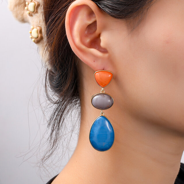 Stone Drop Orange Oorbellen E55013-4 Stone Drop Orange Oorbellen E55013-4