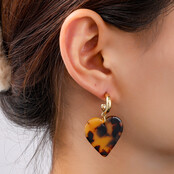 Heart Dangle Leopard Oorbellen E55017-2 Heart Dangle Leopard Oorbellen E55017-2