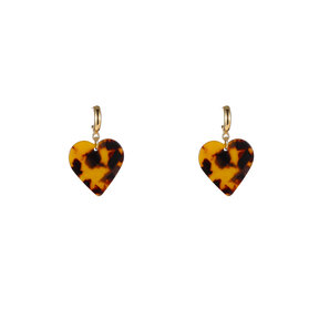Heart Dangle Leopard Oorbellen E55017-2