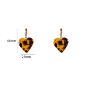Heart Dangle Leopard Oorbellen E55017-2 Heart Dangle Leopard Oorbellen E55017-2