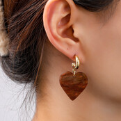 Heart Dangle Brown Oorbellen E55017-3 Heart Dangle Brown Oorbellen E55017-3
