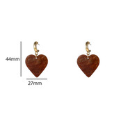 Heart Dangle Brown Oorbellen E55017-3 Heart Dangle Brown Oorbellen E55017-3
