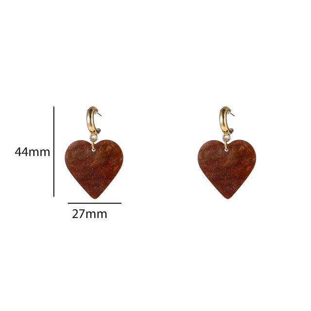 Heart Dangle Brown Oorbellen E55017-3 Heart Dangle Brown Oorbellen E55017-3