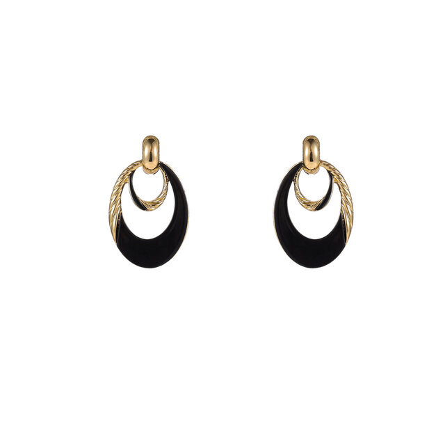 Oval Dangle Black Oorbellen E55018-1 Oval Dangle Black Oorbellen E55018-1