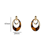 Oval Dangle Leopard Oorbellen E55018-2 Oval Dangle Leopard Oorbellen E55018-2