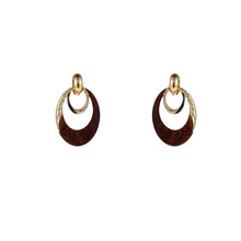 Oval Dangle Brown Oorbellen E55018-3