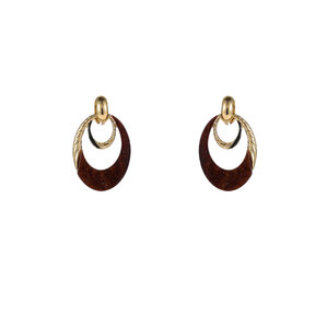 Oval Dangle Brown Oorbellen E55018-3