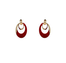 Oval Dangle Red Oorbellen E55018-4