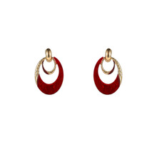 Oval Dangle Red Oorbellen E55018-4