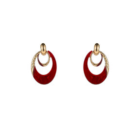 Oval Dangle Red Oorbellen E55018-4