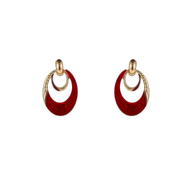 Oval Dangle Red Oorbellen E55018-4 Oval Dangle Red Oorbellen E55018-4