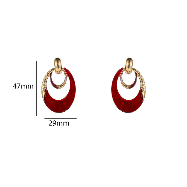 Oval Dangle Red Oorbellen E55018-4 Oval Dangle Red Oorbellen E55018-4